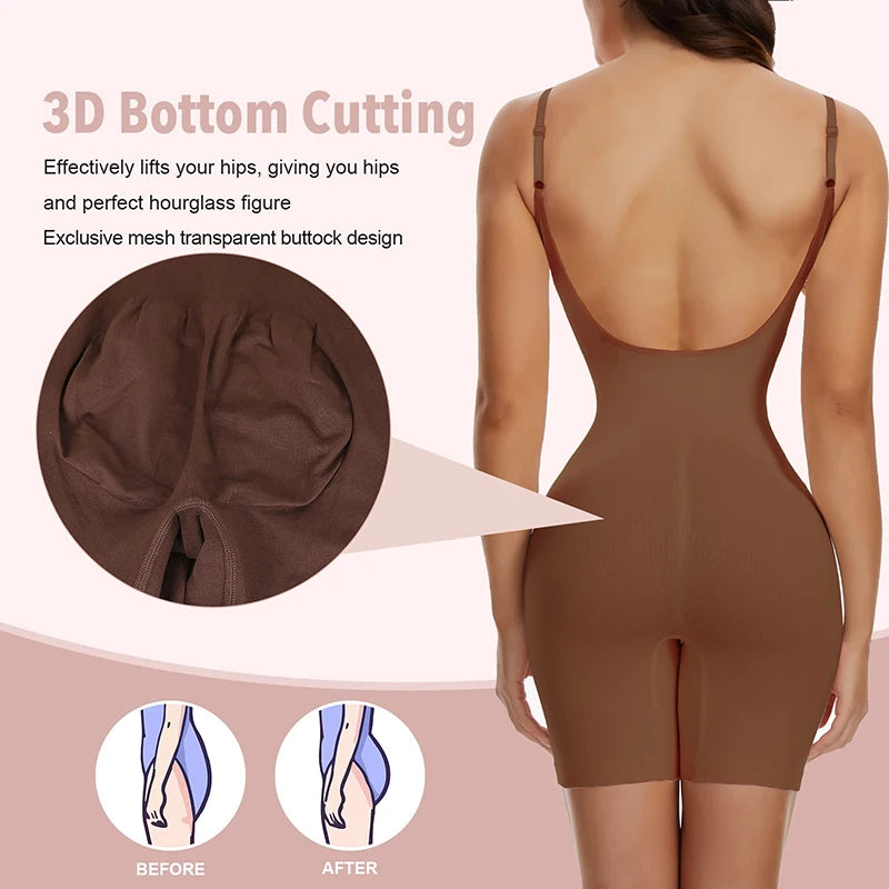 Low Back Seamless Bodysuit Shapewear Women Mesh Butt Lifter Smooth Bod –  Bemviver Shop